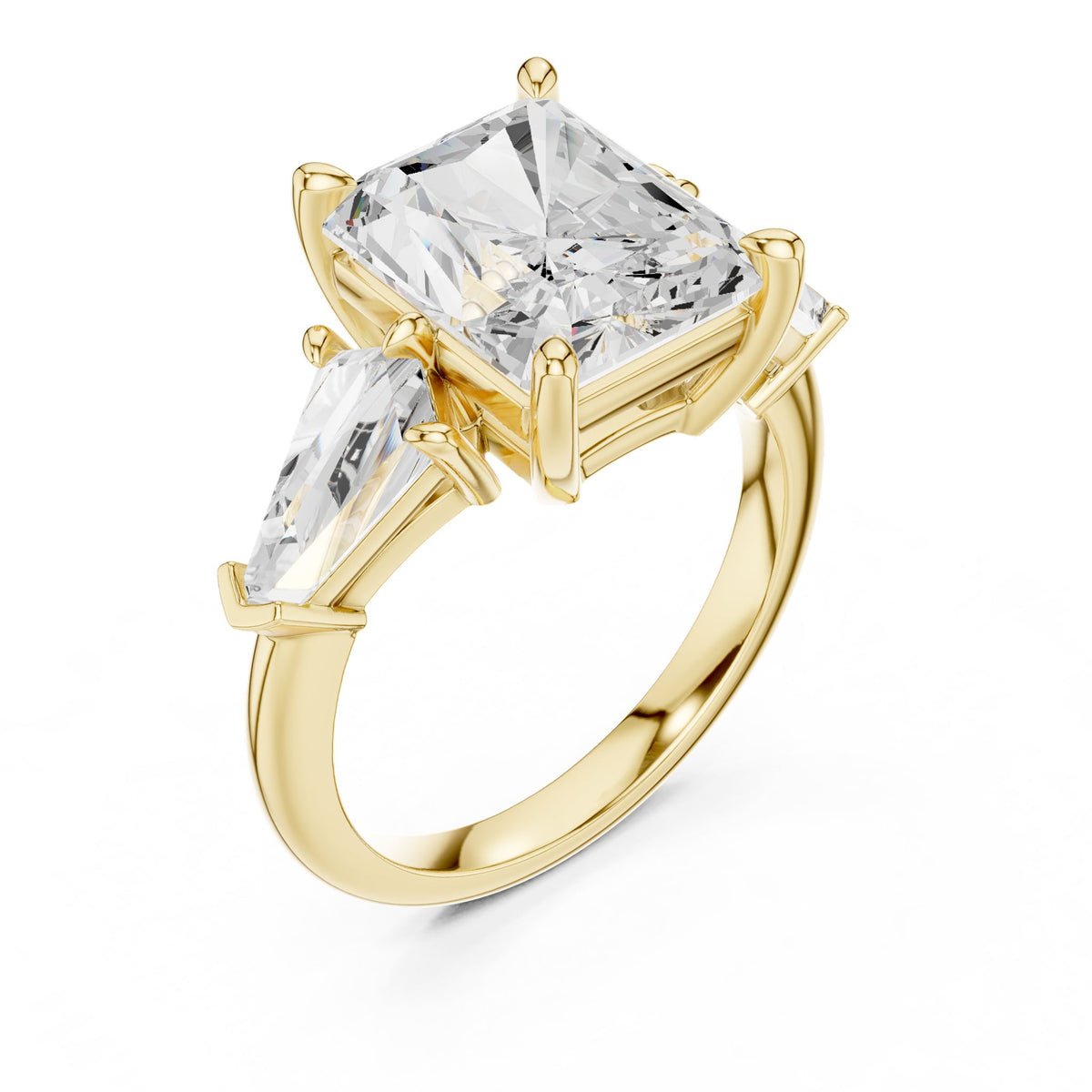 Emerald Three Stone Lab Grown Diamond Engagement Ring