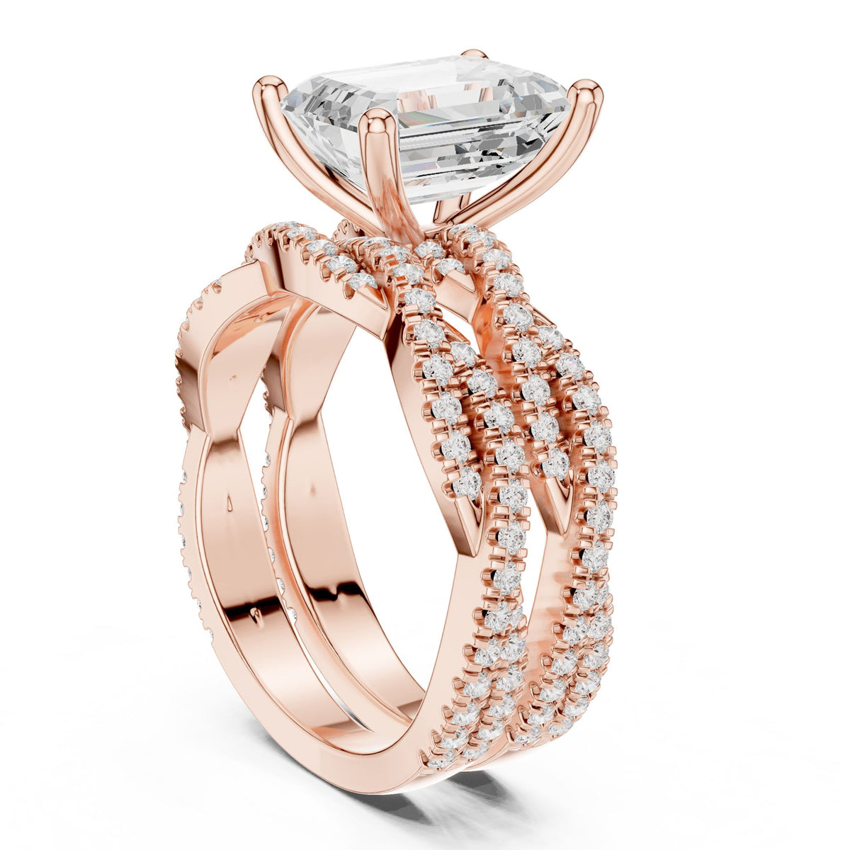 Emerald Twist Lab Grown Diamond Engagement Ring
