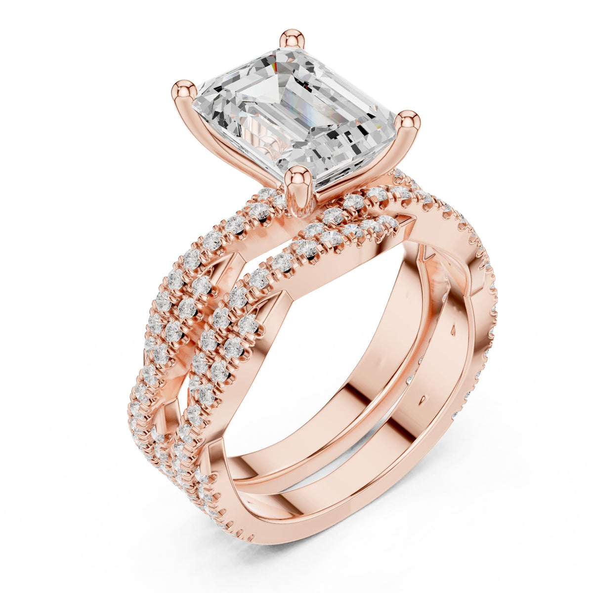 Emerald Twist Lab Grown Diamond Engagement Ring