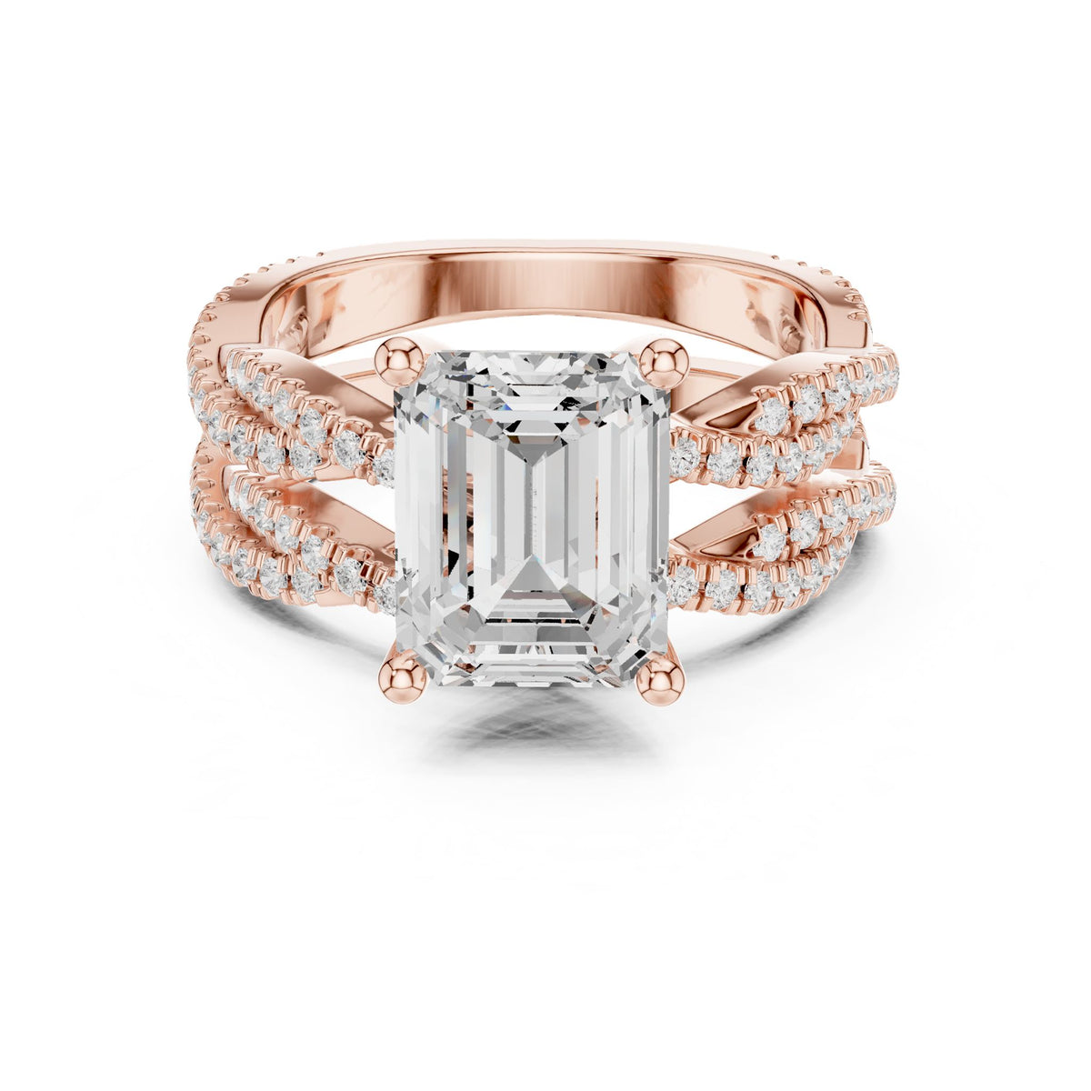 Emerald Twist Lab Grown Diamond Engagement Ring
