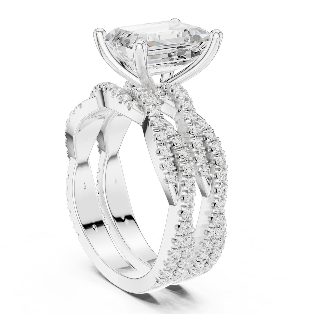 Emerald Twist Lab Grown Diamond Engagement Ring
