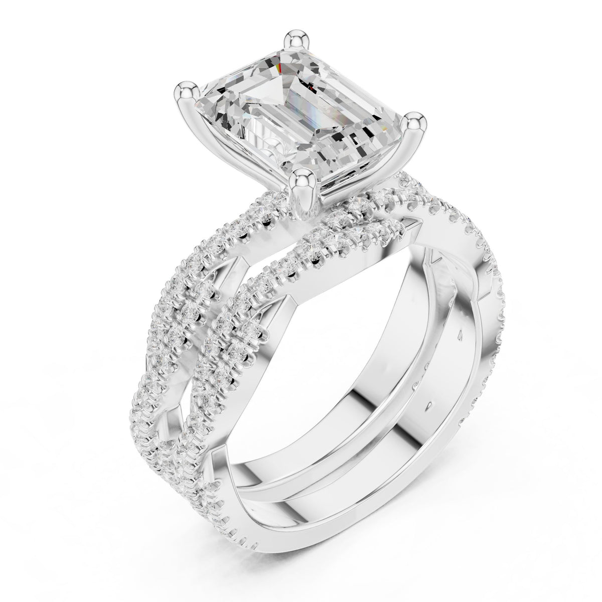 Emerald Twist Lab Grown Diamond Engagement Ring