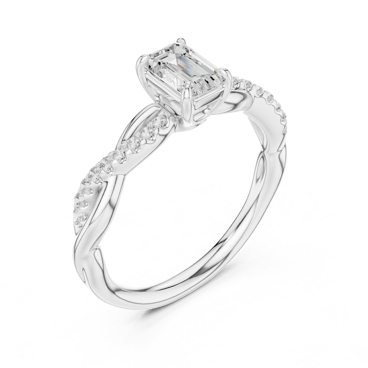 Emerald Twist Lab Grown Diamond Engagement Ring