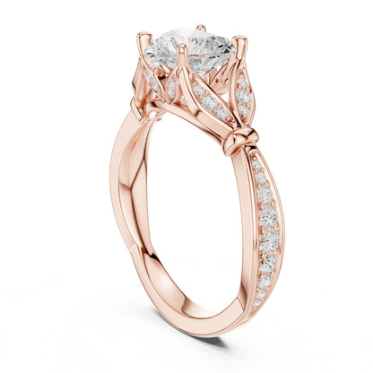 Heart Accented Lab Grown Diamond Engagement Ring