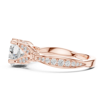 Heart Accented Lab Grown Diamond Engagement Ring