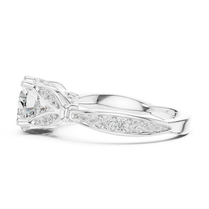 Heart Accented Lab Grown Diamond Engagement Ring