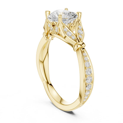 Heart Accented Lab Grown Diamond Engagement Ring