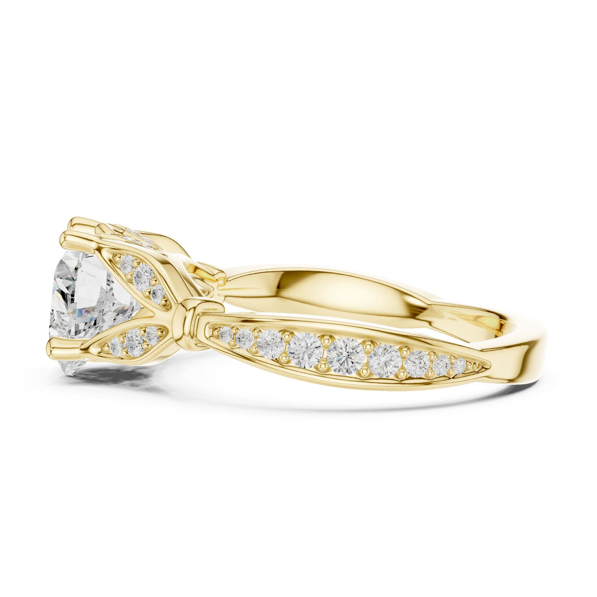 Heart Accented Lab Grown Diamond Engagement Ring