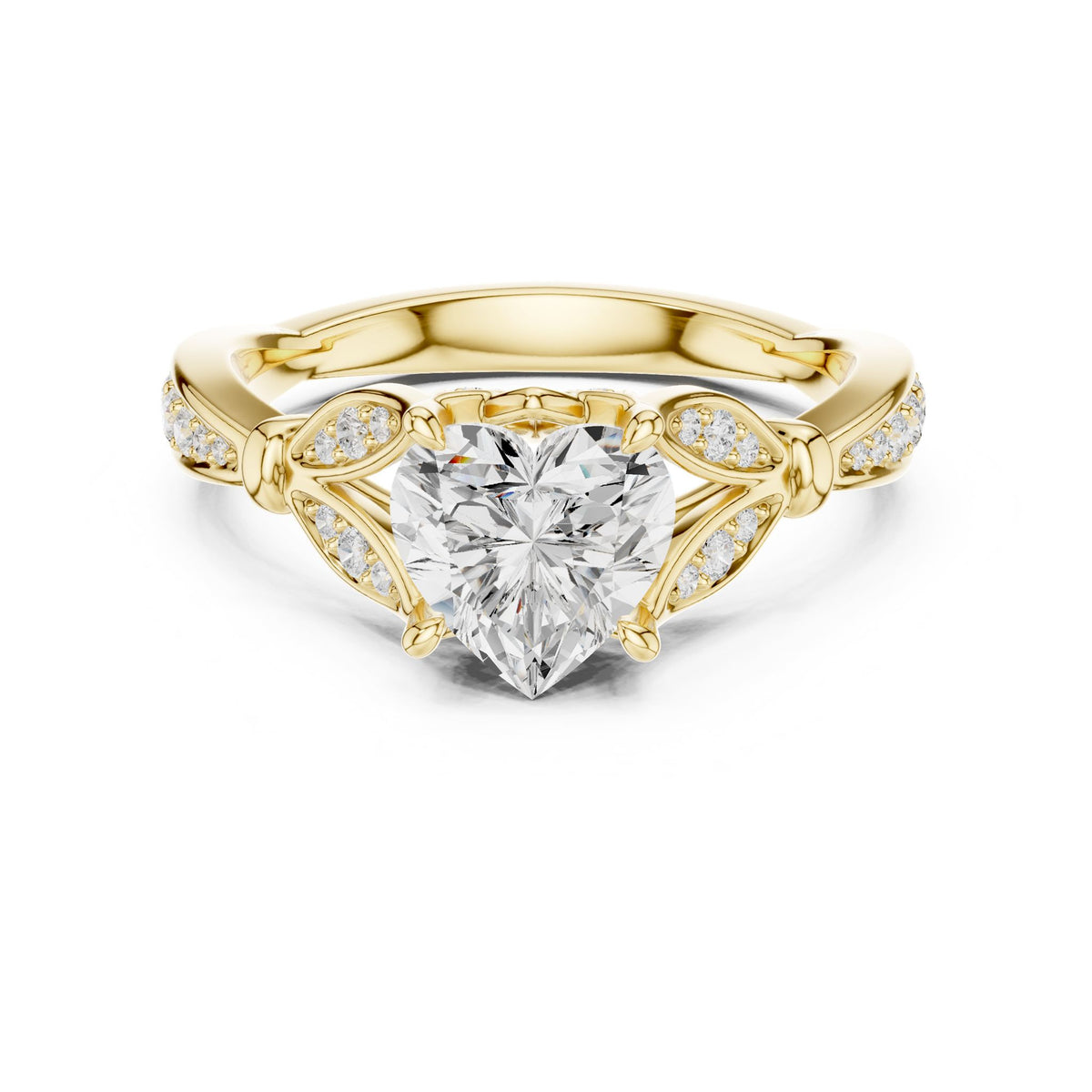 Heart Accented Lab Grown Diamond Engagement Ring