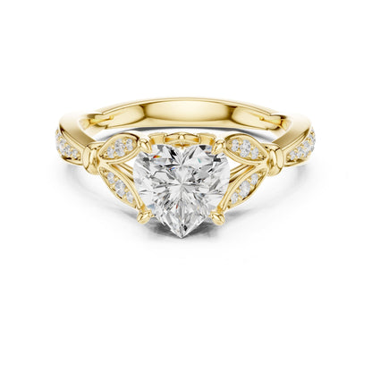Heart Accented Lab Grown Diamond Engagement Ring