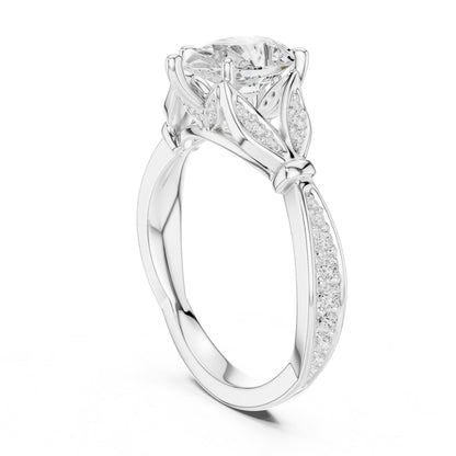 Heart Accented Lab Grown Diamond Engagement Ring
