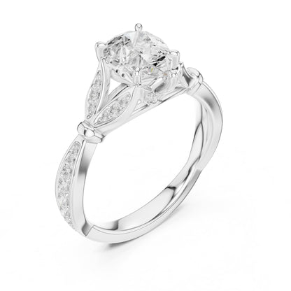 Heart Accented Lab Grown Diamond Engagement Ring