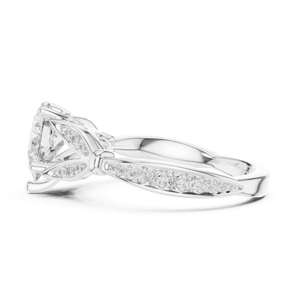 Heart Accented Lab Grown Diamond Engagement Ring