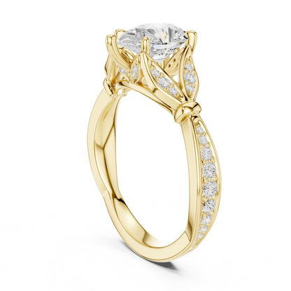 Heart Accented Lab Grown Diamond Engagement Ring