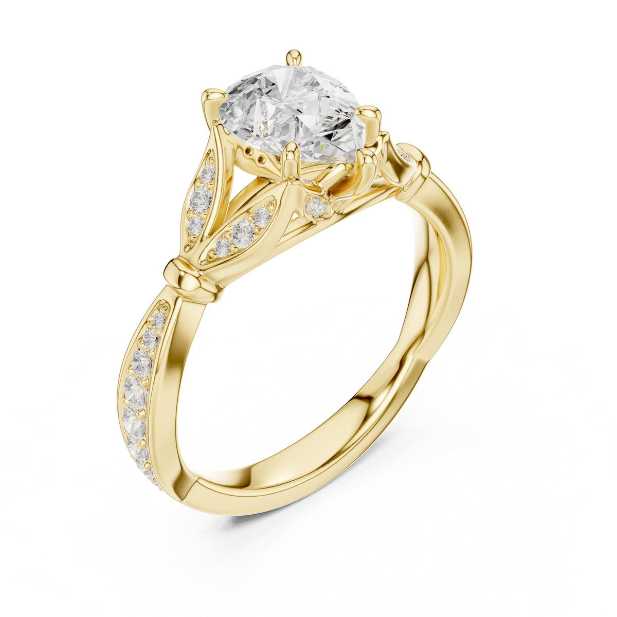 Heart Accented Lab Grown Diamond Engagement Ring