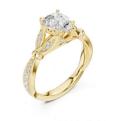 Heart Accented Lab Grown Diamond Engagement Ring