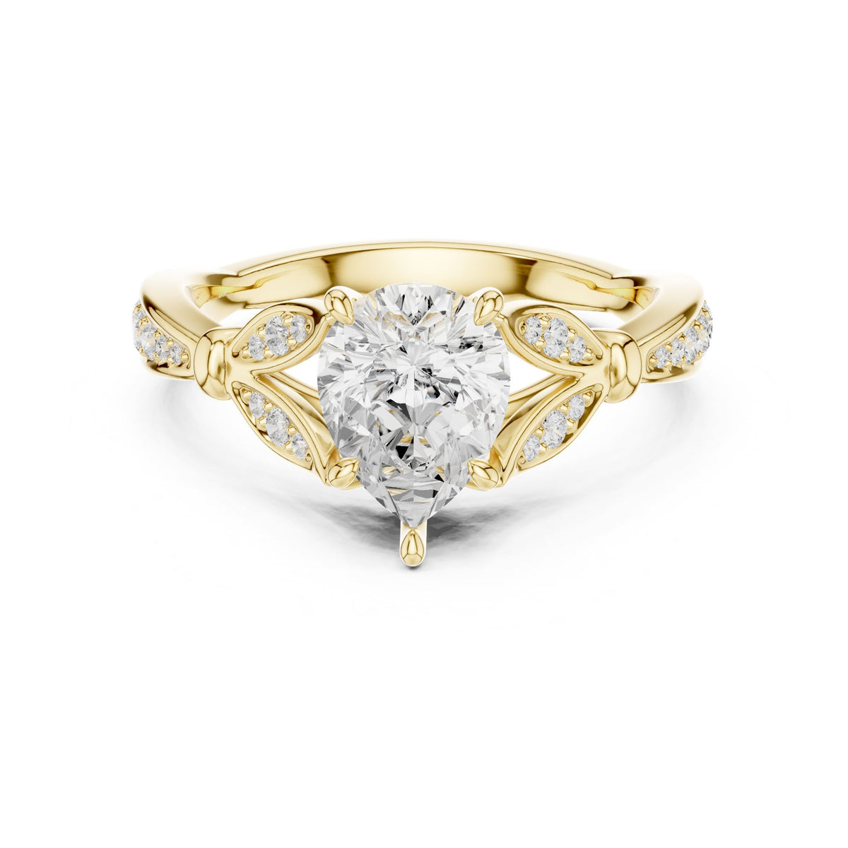 Heart Accented Lab Grown Diamond Engagement Ring