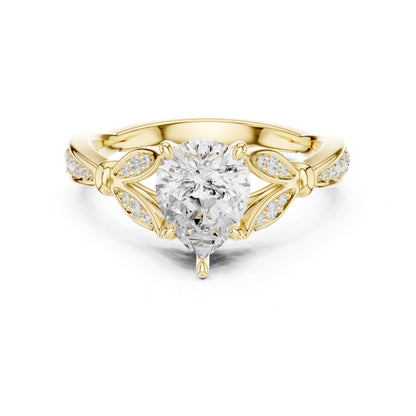 Heart Accented Lab Grown Diamond Engagement Ring