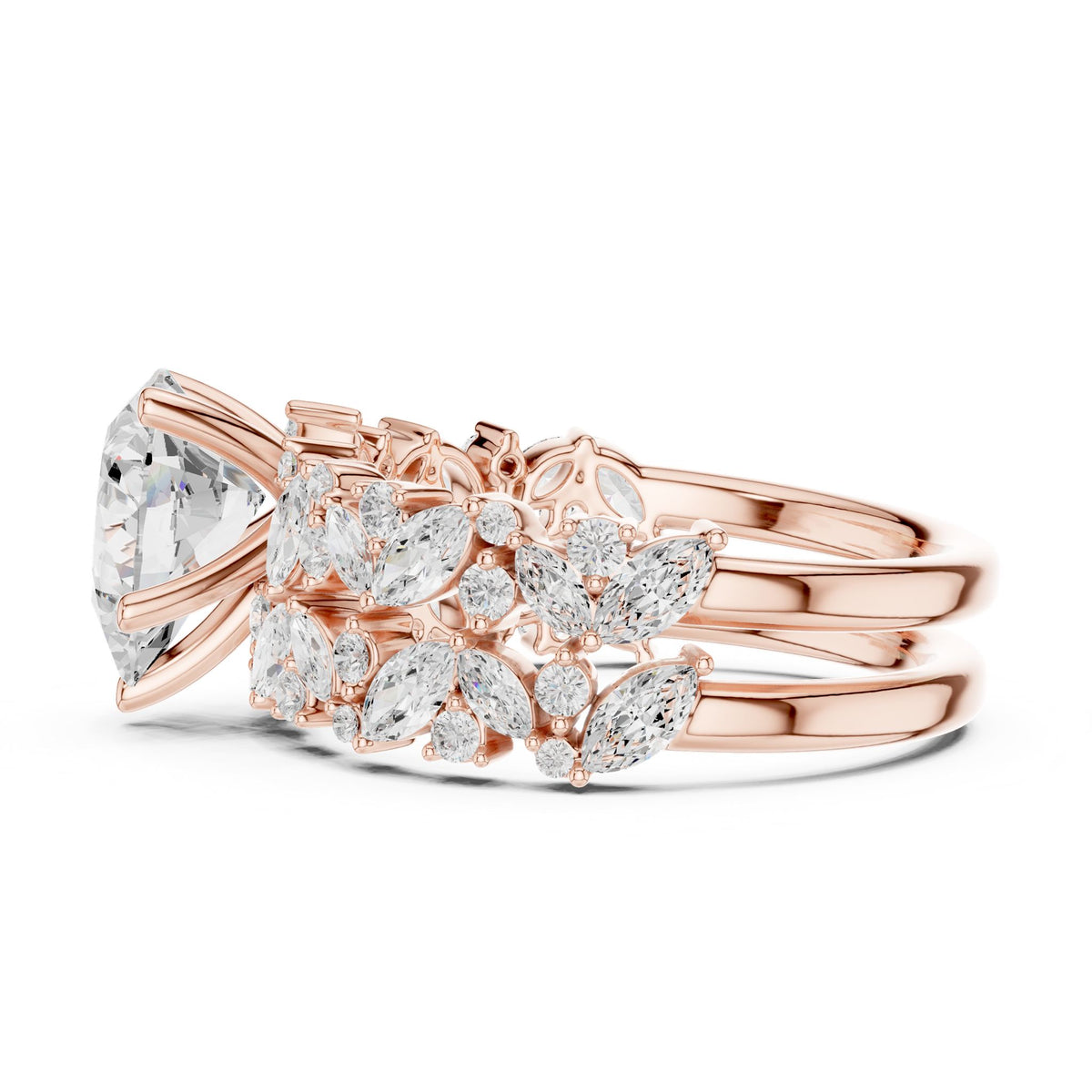 Heart Accented Lab Grown Diamond Engagement Ring