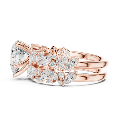 Heart Accented Lab Grown Diamond Engagement Ring