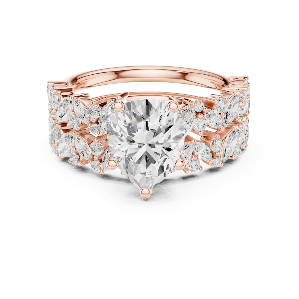 Heart Accented Lab Grown Diamond Engagement Ring