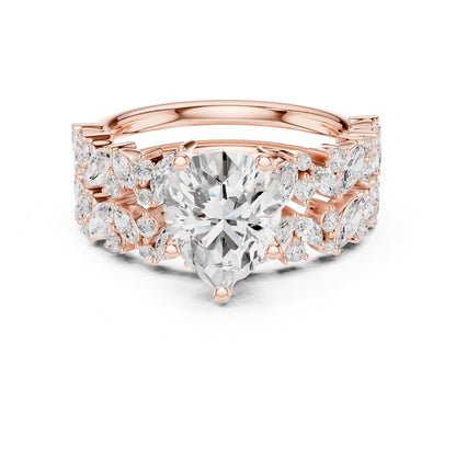 Heart Accented Lab Grown Diamond Engagement Ring
