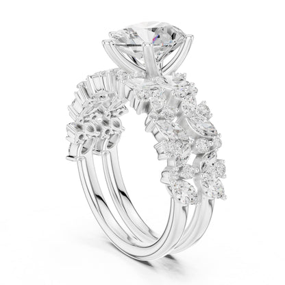 Heart Accented Lab Grown Diamond Engagement Ring