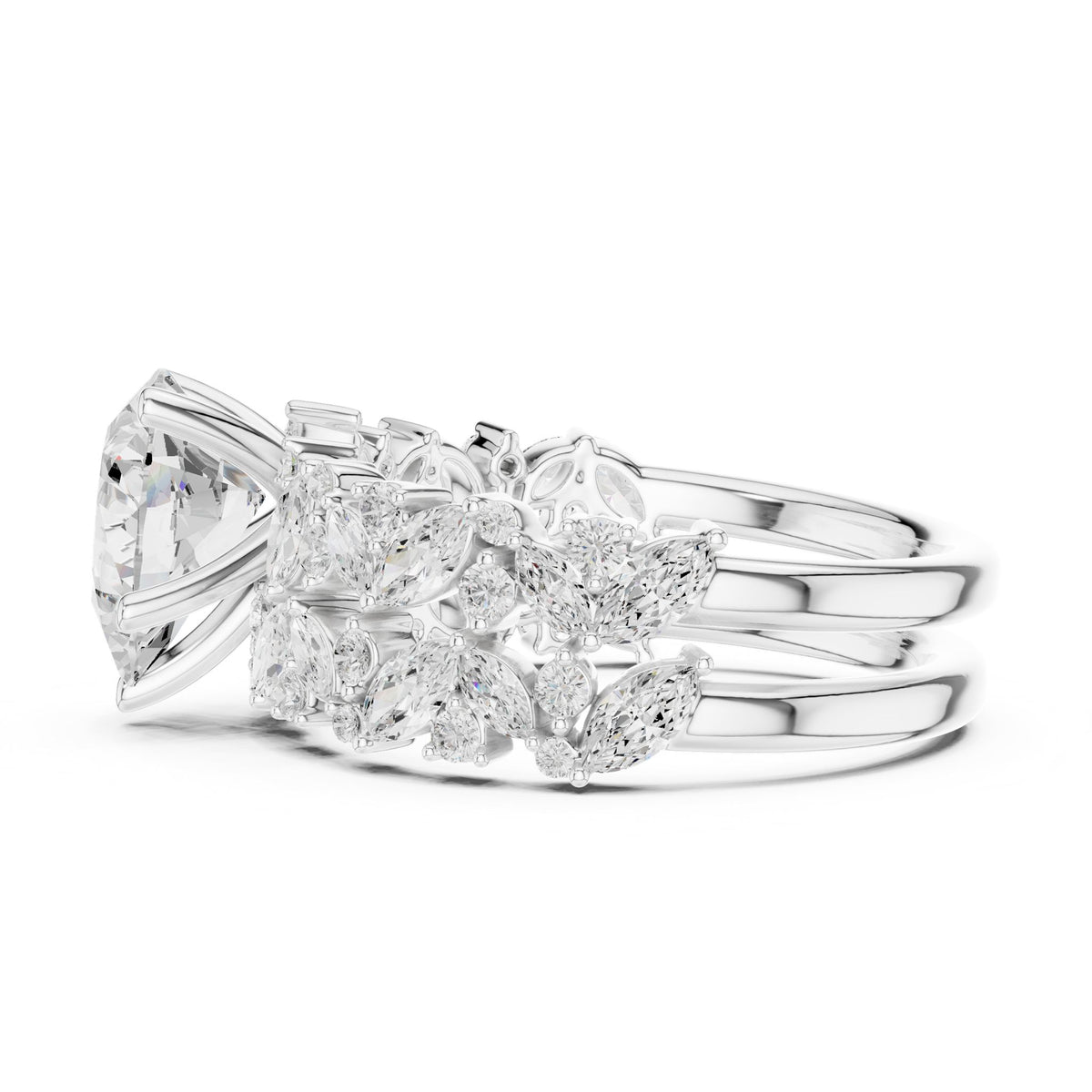 Heart Accented Lab Grown Diamond Engagement Ring