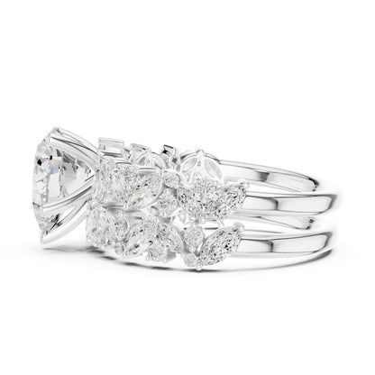 Heart Accented Lab Grown Diamond Engagement Ring