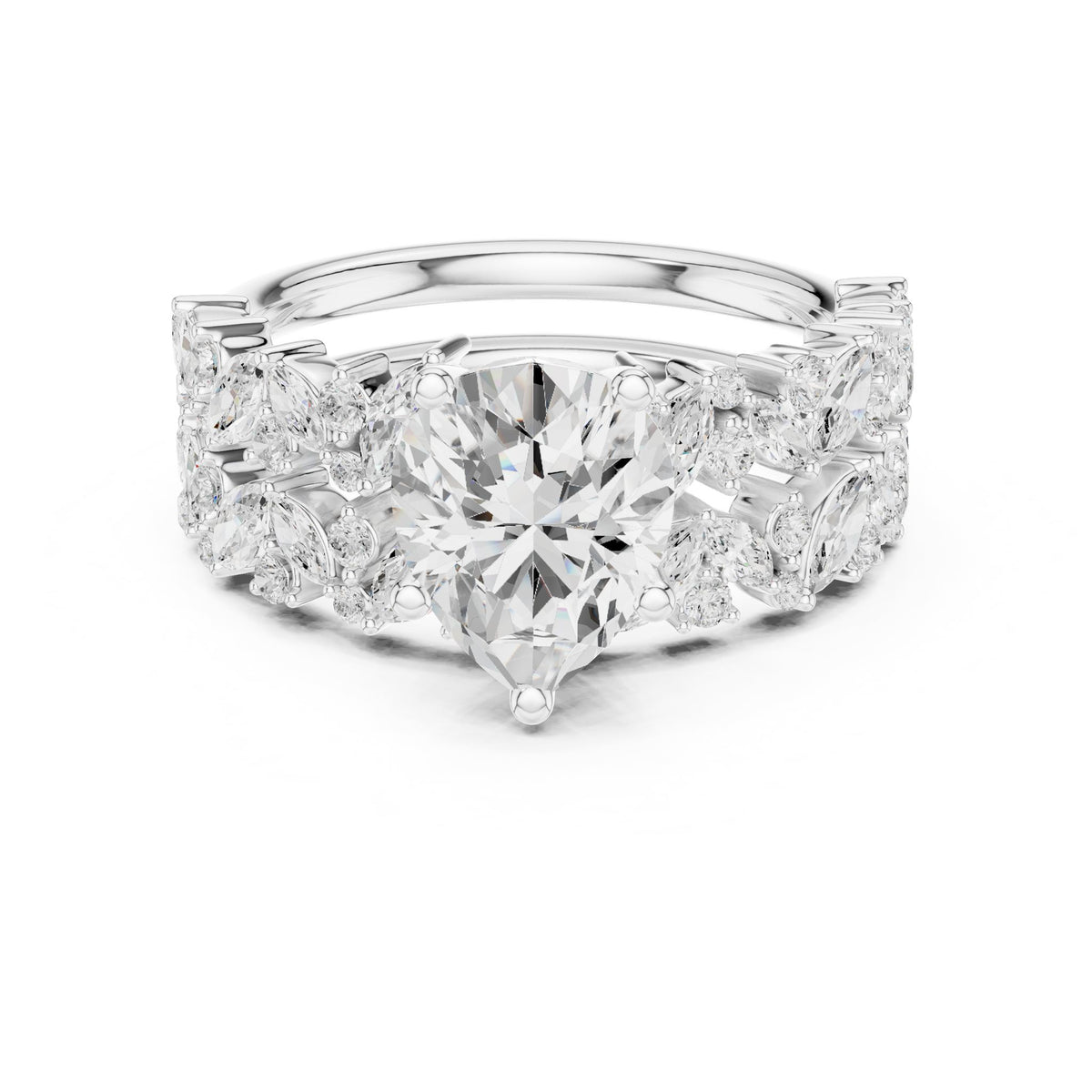 Heart Accented Lab Grown Diamond Engagement Ring