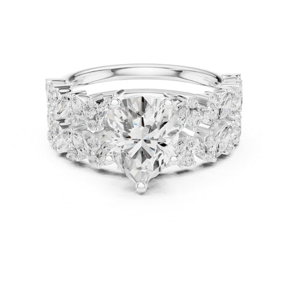 Heart Accented Lab Grown Diamond Engagement Ring