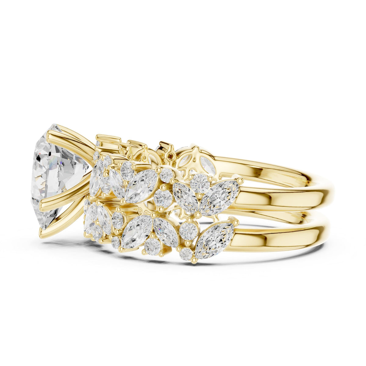 Heart Accented Lab Grown Diamond Engagement Ring