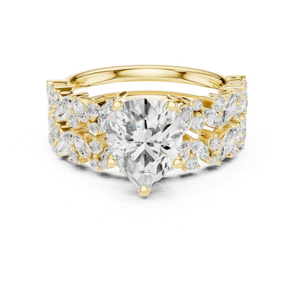 Heart Accented Lab Grown Diamond Engagement Ring