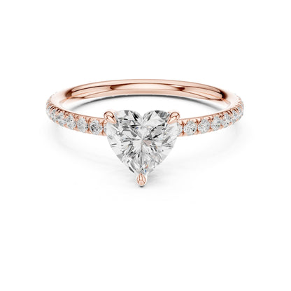 Heart Accented Lab Grown Diamond Engagement Ring
