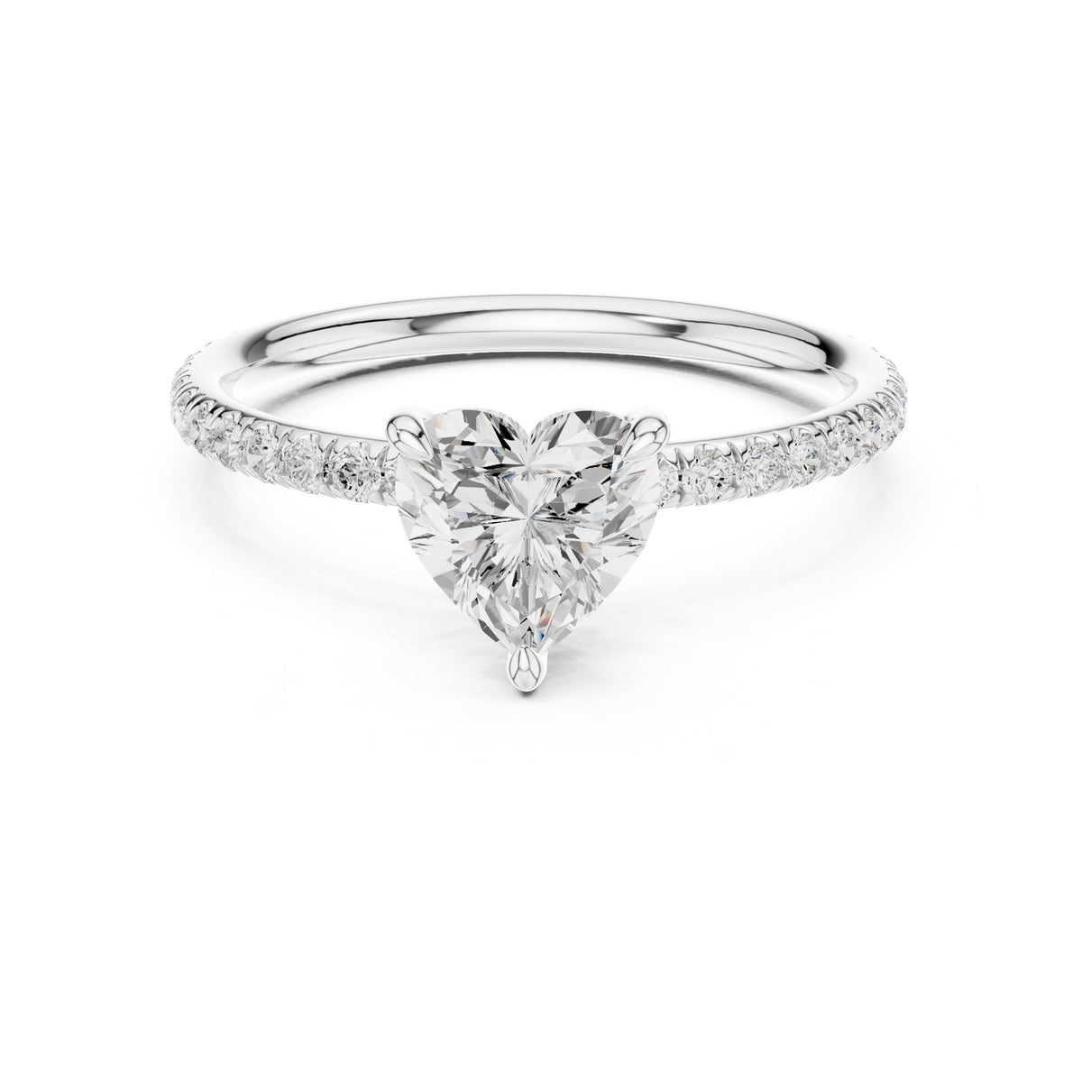 Heart Accented Lab Grown Diamond Engagement Ring