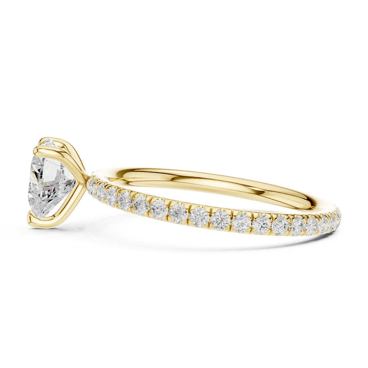 Heart Accented Lab Grown Diamond Engagement Ring