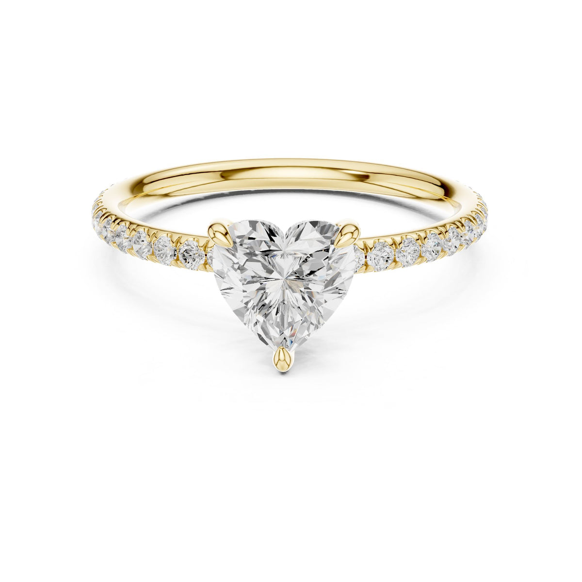 Heart Accented Lab Grown Diamond Engagement Ring