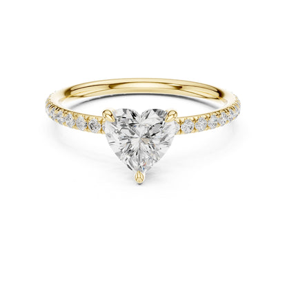 Heart Accented Lab Grown Diamond Engagement Ring