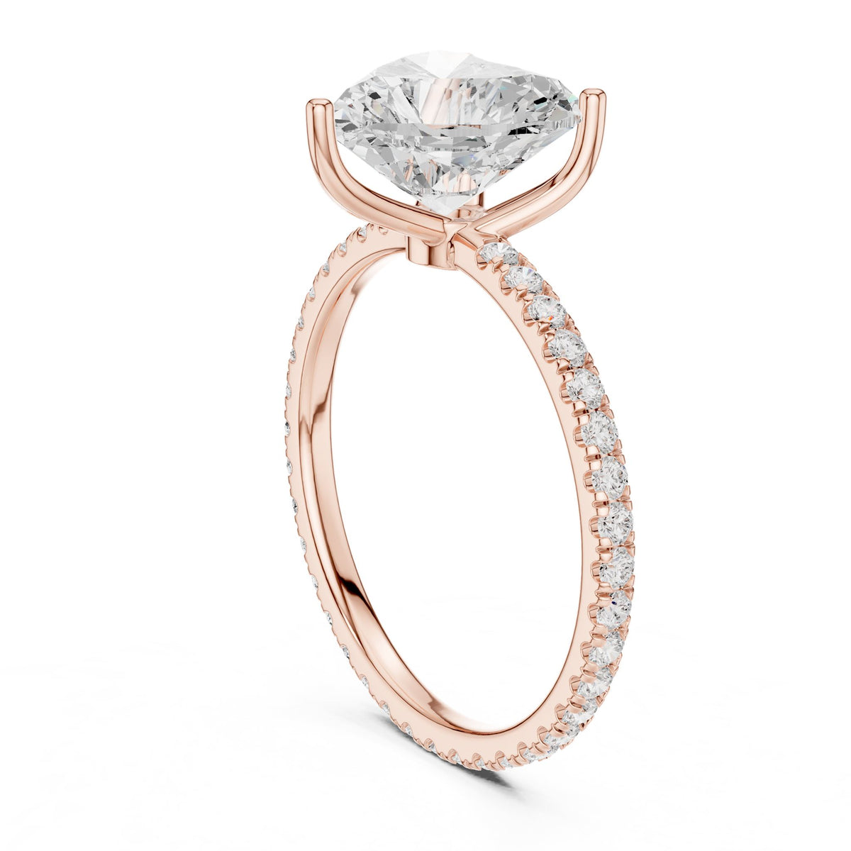 Heart Accented Lab Grown Diamond Engagement Ring