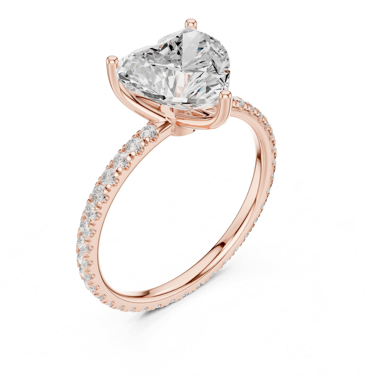 Heart Accented Lab Grown Diamond Engagement Ring