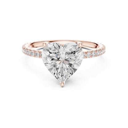 Heart Accented Lab Grown Diamond Engagement Ring