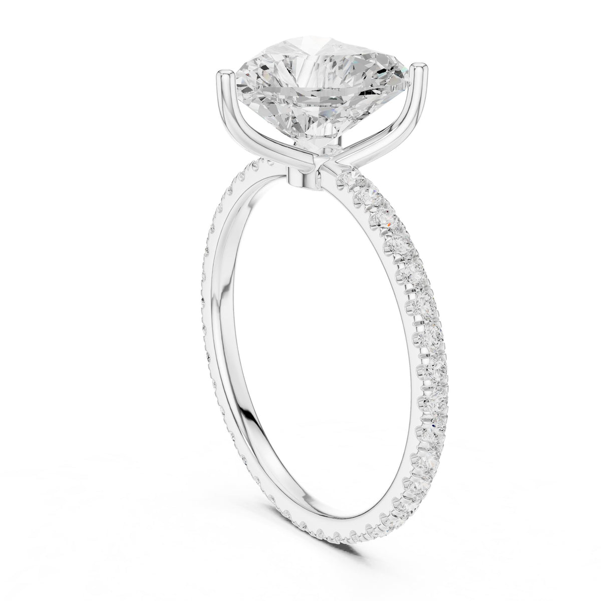 Heart Accented Lab Grown Diamond Engagement Ring
