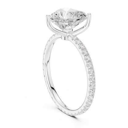 Heart Accented Lab Grown Diamond Engagement Ring