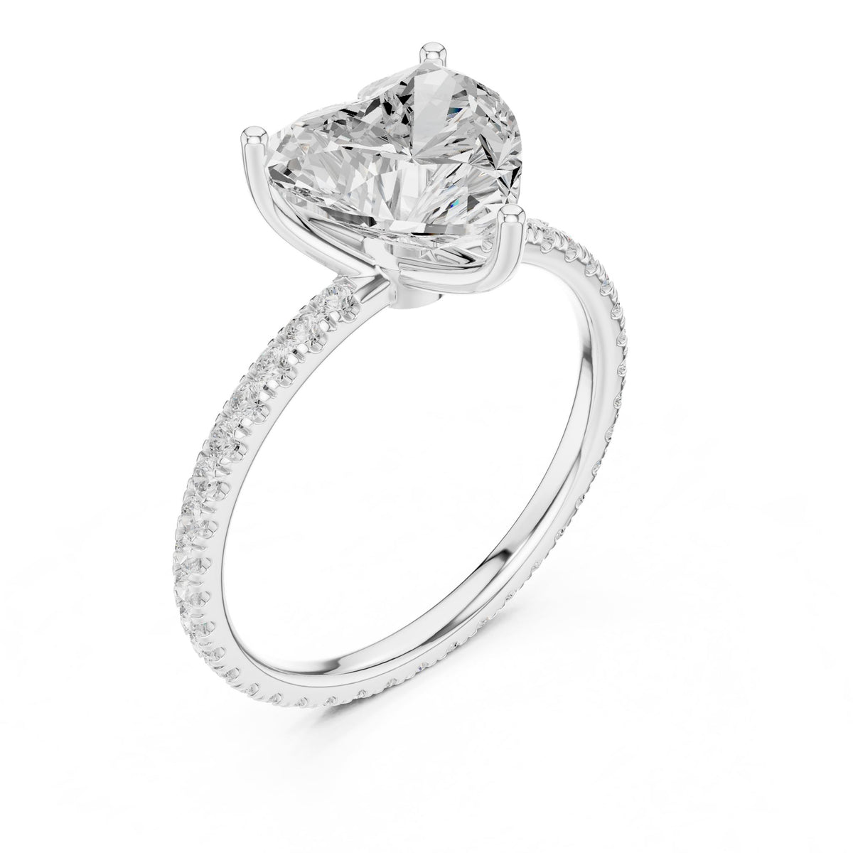 Heart Accented Lab Grown Diamond Engagement Ring
