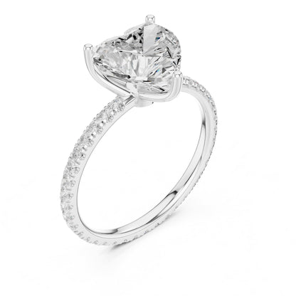 Heart Accented Lab Grown Diamond Engagement Ring