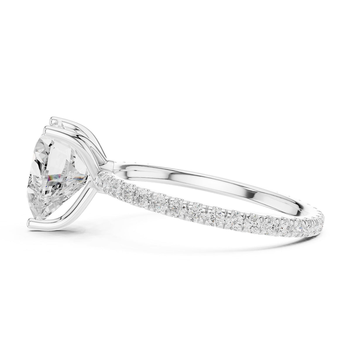 Heart Accented Lab Grown Diamond Engagement Ring