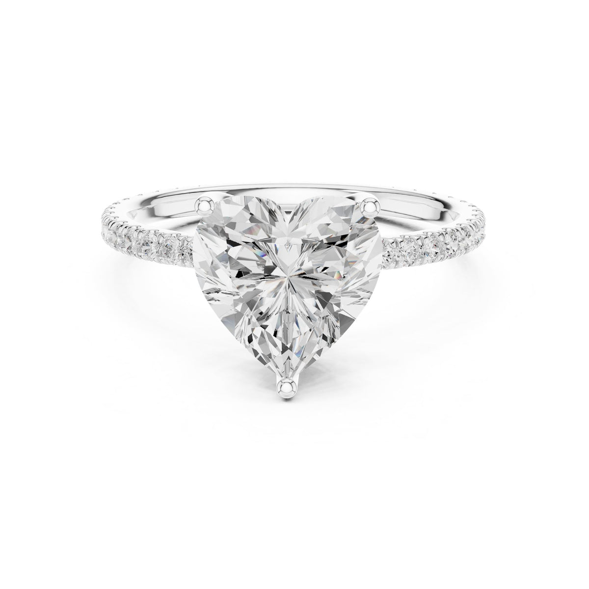 Heart Accented Lab Grown Diamond Engagement Ring