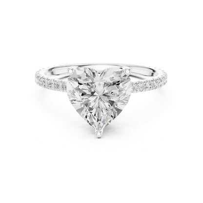 Heart Accented Lab Grown Diamond Engagement Ring