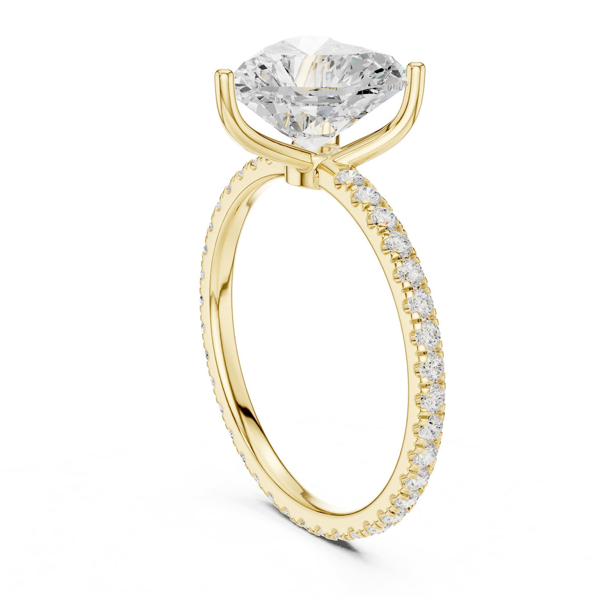 Heart Accented Lab Grown Diamond Engagement Ring