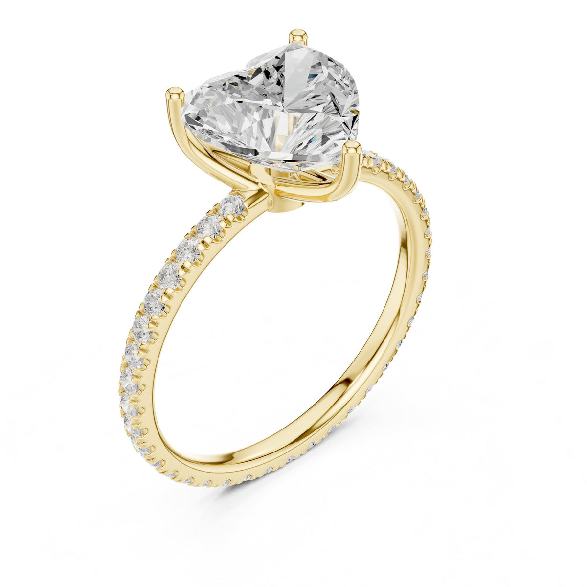 Heart Accented Lab Grown Diamond Engagement Ring
